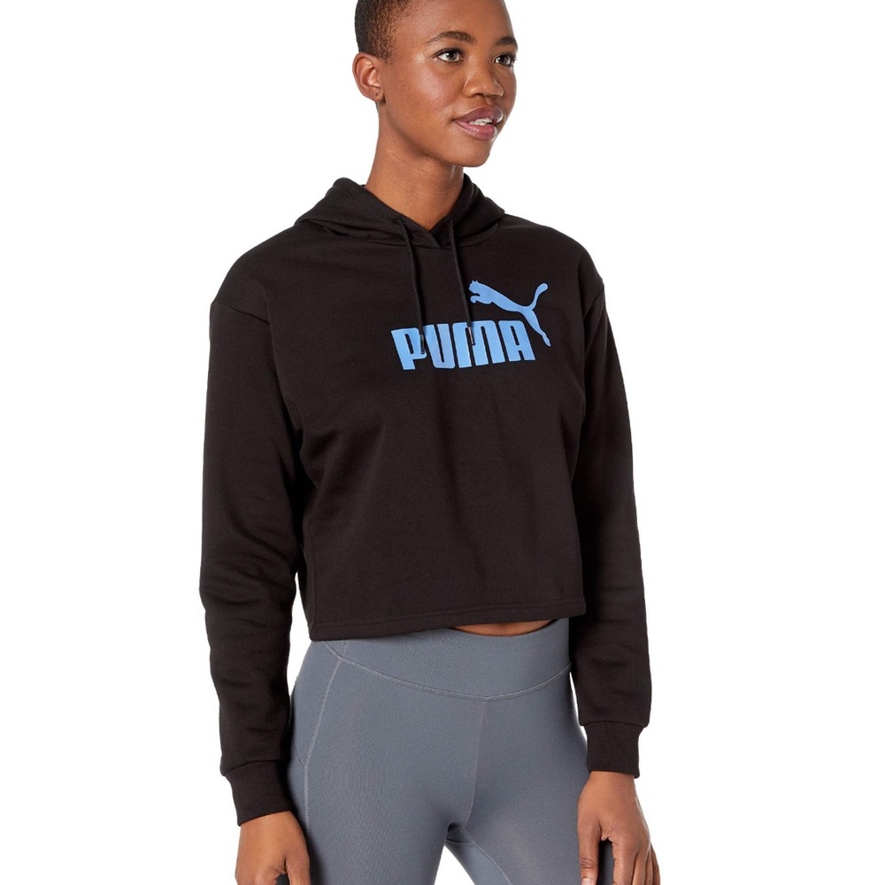 NWT Puma Elevated Essential Logo Cropped Fleece Hoodie